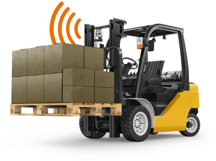 Forklift with wireless signal emanating