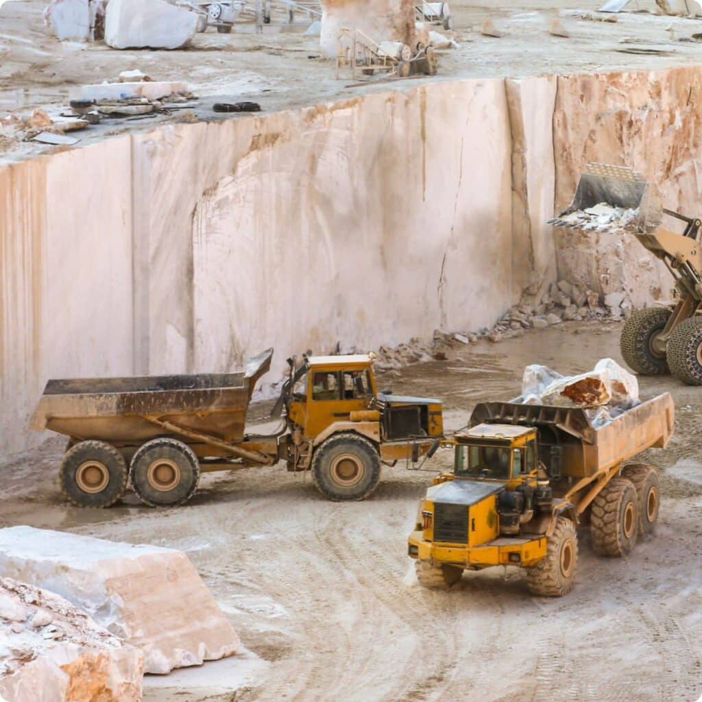 Large machinery at work in a mining operation